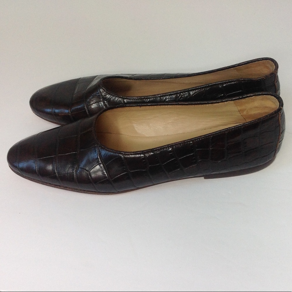 Joan Helpern Brown Shoes Expresso Croco Leather